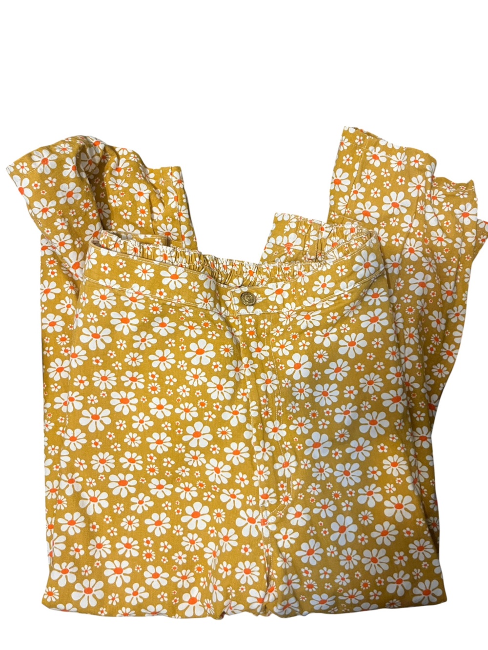 Big Bud Press Lazy Daisy pants in a yellow floral design. - Picture 2 of 5